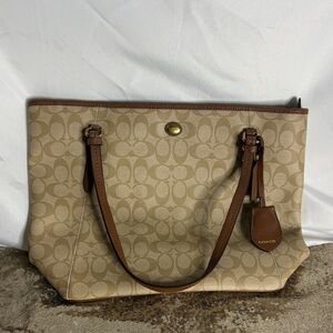 Coach Beige and Brown Signature Tote